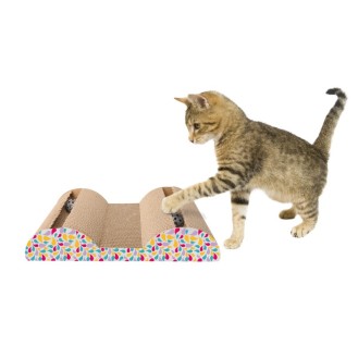 Cardboard scratching board with 2 balls 47x25,5x9,5h cm. Cardboard scratching board with 2 balls 47x25,5x9,5h cm.